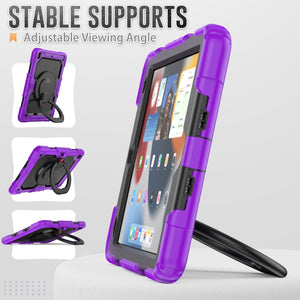 For iPad 10.2 2021 / 2020 / 2019 Silicone + PC Tablet Case with Shoulder Strap(Purple+Black)