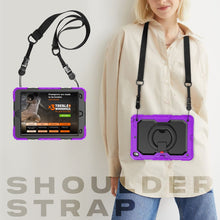 For iPad 10.2 2021 / 2020 / 2019 Silicone + PC Tablet Case with Shoulder Strap(Purple+Black)