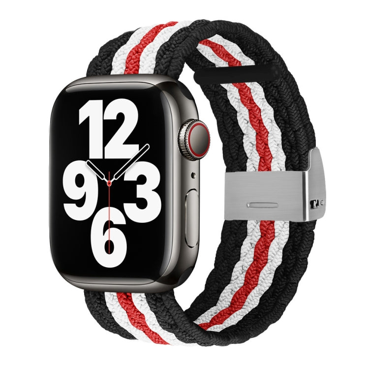 Vertical Texture Braided Watch Band For Apple Watch Series 8&7 41mm / SE 2&6&SE&5&4 40mm / 3&2&1 38mm(Black Red White)