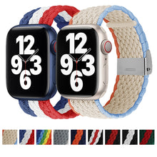 Vertical Texture Braided Watch Band For Apple Watch Series 8&7 41mm / SE 2&6&SE&5&4 40mm / 3&2&1 38mm(Black Red White)
