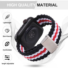 Vertical Texture Braided Watch Band For Apple Watch Series 8&7 41mm / SE 2&6&SE&5&4 40mm / 3&2&1 38mm(Black Red White)