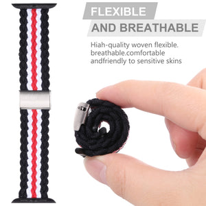 Vertical Texture Braided Watch Band For Apple Watch Series 8&7 41mm / SE 2&6&SE&5&4 40mm / 3&2&1 38mm(Black Red White)