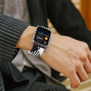 Vertical Texture Braided Watch Band For Apple Watch Series 8&7 41mm / SE 2&6&SE&5&4 40mm / 3&2&1 38mm(Black Red White)