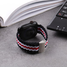Vertical Texture Braided Watch Band For Apple Watch Series 8&7 41mm / SE 2&6&SE&5&4 40mm / 3&2&1 38mm(Black Red White)