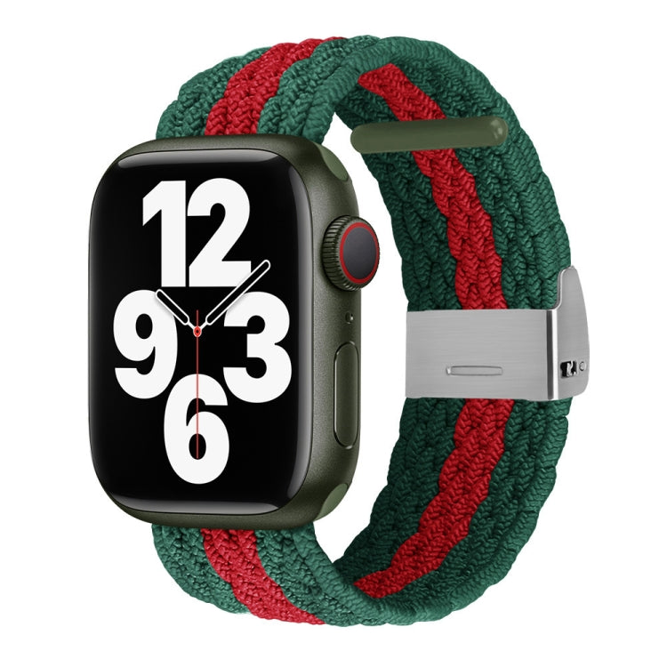 Vertical Texture Braided Watch Band For Apple Watch Ultra 49mm / Series 8&7 45mm / SE 2&6&SE&5&4 44mm / 3&2&1 42mm(Green Red)
