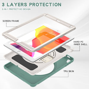 360 Degree Rotation PC + TPU Tablet Case For iPad 9.7 2018 / 2017(Jade Green)