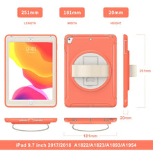 360 Degree Rotation PC + TPU Tablet Case For iPad 9.7 2018 / 2017(Coral Orange)