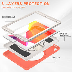 360 Degree Rotation PC + TPU Tablet Case For iPad 9.7 2018 / 2017(Coral Orange)