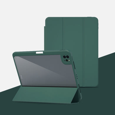 For iPad Pro 12.9 2022 / 2021 Magnetic Split Leather Smart Tablet Case(Dark Green)