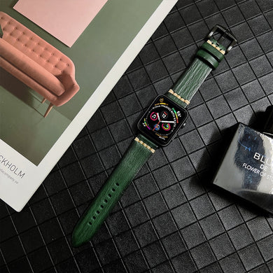 Genuine Leather Watch Band For Apple Watch Series 8&7 41mm / SE 2&6&SE&5&4 40mm / 3&2&1 38mm(Green)