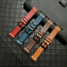 Genuine Leather Watch Band For Apple Watch Series 8&7 41mm / SE 2&6&SE&5&4 40mm / 3&2&1 38mm(Black)