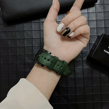 Genuine Leather Watch Band For Apple Watch Series 8&7 41mm / SE 2&6&SE&5&4 40mm / 3&2&1 38mm(Black)