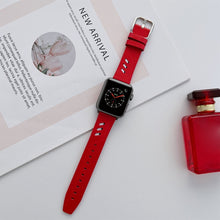 Genuine Leather Nylon Watch Band For Apple Watch Series 8&7 41mm / SE 2&6&SE&5&4 40mm / 3&2&1 38mm(Red)