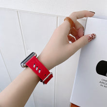 Genuine Leather Nylon Watch Band For Apple Watch Series 8&7 41mm / SE 2&6&SE&5&4 40mm / 3&2&1 38mm(Red)