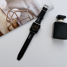 Genuine Leather Nylon Watch Band For Apple Watch Series 8&7 41mm / SE 2&6&SE&5&4 40mm / 3&2&1 38mm(Black)