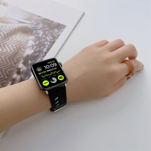 Genuine Leather Nylon Watch Band For Apple Watch Series 8&7 41mm / SE 2&6&SE&5&4 40mm / 3&2&1 38mm(Black)