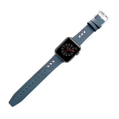 Genuine Leather Nylon Watch Band For Apple Watch Series 8&7 41mm / SE 2&6&SE&5&4 40mm / 3&2&1 38mm(Blue)