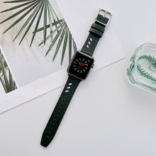 Genuine Leather Nylon Watch Band For Apple Watch Series 8&7 41mm / SE 2&6&SE&5&4 40mm / 3&2&1 38mm(Green)