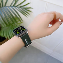 Genuine Leather Nylon Watch Band For Apple Watch Series 8&7 41mm / SE 2&6&SE&5&4 40mm / 3&2&1 38mm(Green)