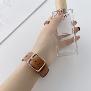 Genuine Leather Nylon Watch Band For Apple Watch Series 8&7 41mm / SE 2&6&SE&5&4 40mm / 3&2&1 38mm(Brown)