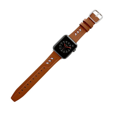 Genuine Leather Nylon Watch Band For Apple Watch Series 8&7 41mm / SE 2&6&SE&5&4 40mm / 3&2&1 38mm(Brown)