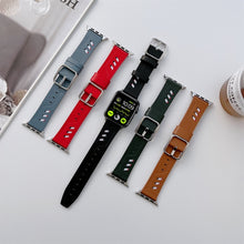 Genuine Leather Nylon Watch Band For Apple Watch Series 8&7 41mm / SE 2&6&SE&5&4 40mm / 3&2&1 38mm(Green)