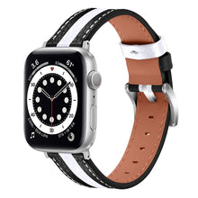Color Matching Leather Watch Band For Apple Watch Series 8&7 41mm / SE 2&6&SE&5&4 40mm / 3&2&1 38mm(Black White)