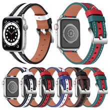 Color Matching Leather Watch Band For Apple Watch Series 8&7 41mm / SE 2&6&SE&5&4 40mm / 3&2&1 38mm(Black Red)