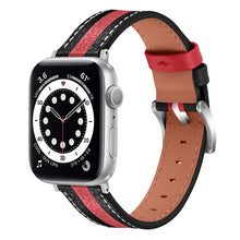 Color Matching Leather Watch Band For Apple Watch Ultra 49mm / Series 8&7 45mm / SE 2&6&SE&5&4 44mm / 3&2&1 42mm(Black Red)