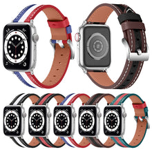 Color Matching Leather Watch Band For Apple Watch Ultra 49mm / Series 8&7 45mm / SE 2&6&SE&5&4 44mm / 3&2&1 42mm(Black Red)