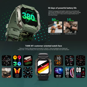 TANK M1 1.72 TFT Screen Smart Watch, Support Sleep Monitoring / Heart Rate Monitoring(Army Green)