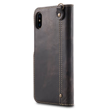 For iPhone X / XS Denior Oil Wax Cowhide Magnetic Button Horizontal Flip Leather Case with Card Slots & Wallet(Black)