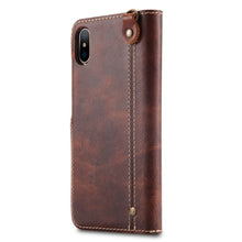 For iPhone XS Max Denior Oil Wax Cowhide Magnetic Button Horizontal Flip Leather Case with Card Slots & Wallet(Brown)