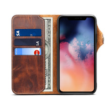 For iPhone 11 Pro Denior Oil Wax Cowhide Magnetic Button Horizontal Flip Leather Case with Card Slots & Wallet(Brown)