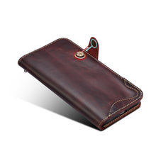 For iPhone 11 Pro Max Denior Oil Wax Cowhide Magnetic Button Horizontal Flip Leather Case with Card Slots & Wallet(Dark Red)