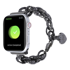 Stainless Steel Heart Pendant Watch Band For Apple Watch Series 8&7 41mm / SE 2&6&SE&5&4 40mm / 3&2&1 38mm(Black)