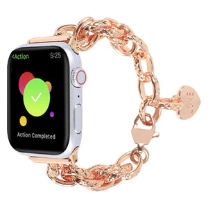 Stainless Steel Heart Pendant Watch Band For Apple Watch Ultra 49mm / Series 8&7 45mm / SE 2&6&SE&5&4 44mm / 3&2&1 42mm(Rose Gold)