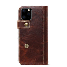 For iPhone 11 Denior Oil Wax Cowhide DK Magnetic Button Horizontal Flip Leather Case with Holder & Card Slots & Wallet(Brown)