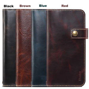 For iPhone 11 Pro Denior Oil Wax Cowhide DK Magnetic Button Horizontal Flip Leather Case with Holder & Card Slots & Wallet(Brown)