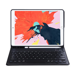 C-098B Candy Color Skin Feel Texture Bluetooth Keyboard Leather Case with Pen Holder For iPad Air 4 10.9 2020 / Air 5 10.9 2022 (Black)
