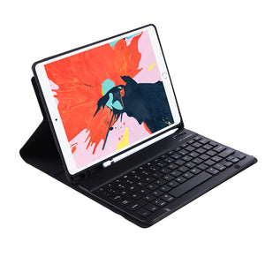 C-098B Candy Color Skin Feel Texture Bluetooth Keyboard Leather Case with Pen Holder For iPad Air 4 10.9 2020 / Air 5 10.9 2022 (Black)