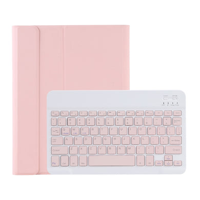 C-098B Candy Color Skin Feel Texture Bluetooth Keyboard Leather Case with Pen Holder For iPad Air 4 10.9 2020 / Air 5 10.9 2022 (Pink)