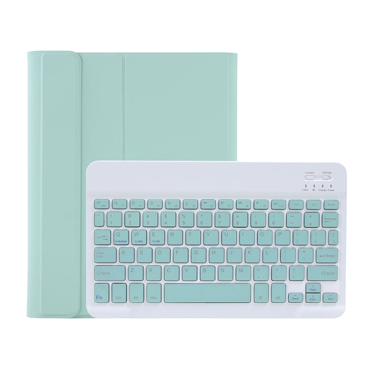 C-098B Candy Color Skin Feel Texture Bluetooth Keyboard Leather Case with Pen Holder For iPad Air 4 10.9 2020 / Air 5 10.9 2022 (Light Green)