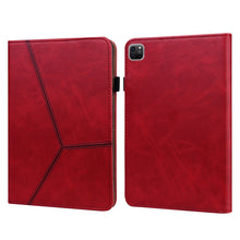 For iPad Pro 12.9 2022 / 2021 / 2020 / 2018 Solid Color Embossed Striped Leather Case(Red)