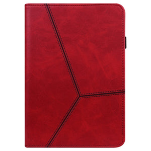 For iPad Pro 12.9 2022 / 2021 / 2020 / 2018 Solid Color Embossed Striped Leather Case(Red)