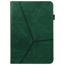For iPad mini 6 Solid Color Embossed Striped Leather Case(Green)