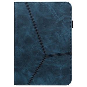 Solid Color Embossed Striped Smart Leather Case For iPad 10.2 2019 / Pro 10.5 inch(Blue)