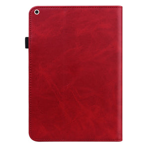 Solid Color Embossed Striped Smart Leather Case For iPad 10.2 2019 / Pro 10.5 inch(Red)