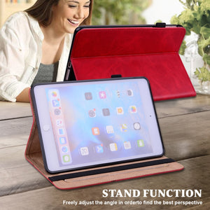 Solid Color Embossed Striped Smart Leather Case For iPad 10.2 2019 / Pro 10.5 inch(Red)