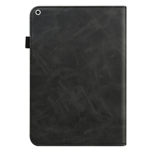 Solid Color Embossed Striped Smart Leather Case For iPad 10.2 2019 / Pro 10.5 inch(Black)